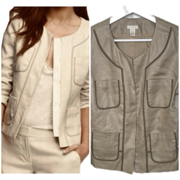 J. Crew Women’s 100% Linen Blazer Khaki 6 Small - Picture 1 of 8